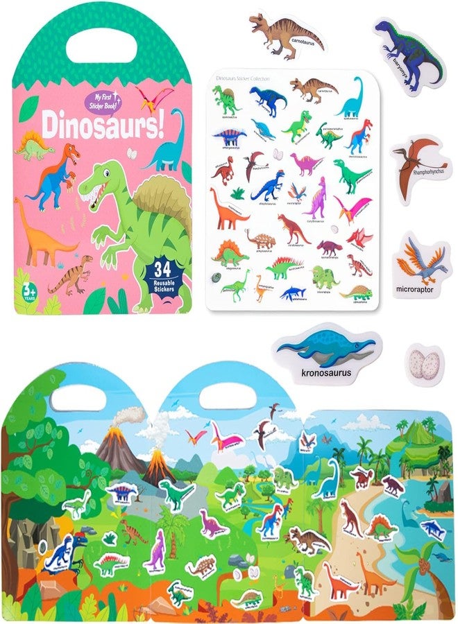 Slipps Portable Jelly Sticker Quiet Book for Kids, Reusable Sticker Book for Toddlers, Preschool Learning Activities, Animal Travel Toys (Dinosaurs) - Image 1